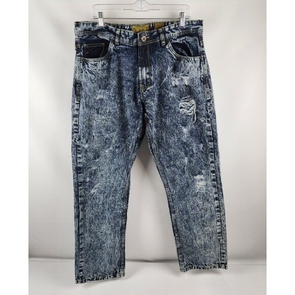 Evolution Jeans Mens 40x31 Blue Stone Wash Distressed Denim Artisan - Picture 1 of 11